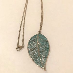Brass with Patina-Look Leaf Pendant Necklace